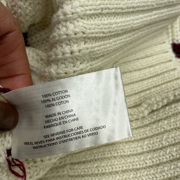 Gap Women's L Striped Sweater Cream Multicolor Cotton Ribbed Knit  M0491 - Picture 7 of 10